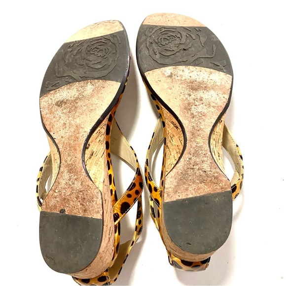 Taryn Rose Kat Low-Wedge Thong Sandals 8.5 Patent Leather Leopard Animal Print - Picture 10 of 15